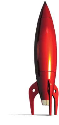 red rocket logo flipped