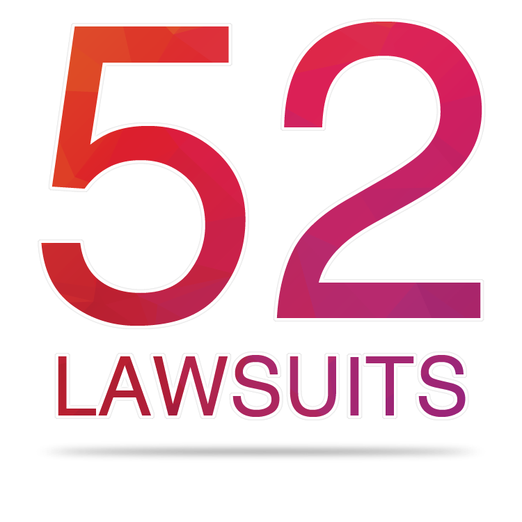 branded icon stating 52 lawsuits